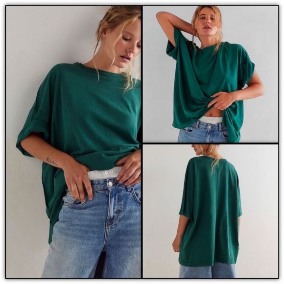 Free People We The Free Devon Tee Rain Forest Green - Picture 13 of 15
